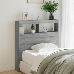 Bed headboard with LED light Sonoma gray 100x17x102 cm by vidaXL, Headboards and footboards - Ref: Foro24-839187, Price: 76,9...