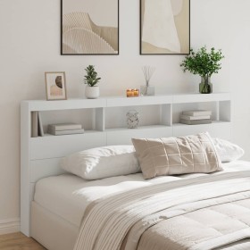 Cabecero de cama con luz LED blanco 200x17x102 cm de vidaXL, Cabeceros y pies de cama - Ref: Foro24-839217, Precio: 109,14 €,...