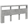 Concrete gray bed headboard with LED light 200x17x102 cm by vidaXL, Headboards and footboards - Ref: Foro24-839220, Price: 10...