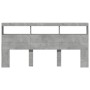 Concrete gray bed headboard with LED light 200x17x102 cm by vidaXL, Headboards and footboards - Ref: Foro24-839220, Price: 10...