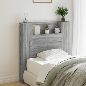 Bed headboard with LED light Sonoma gray 100x16.5x103.5 cm by vidaXL, Headboards and footboards - Ref: Foro24-839236, Price: ...