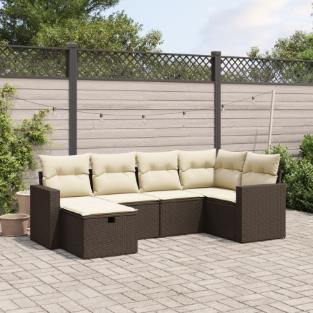 6-teilige Gartensofagarnitur und braune synthetische Rattankissen von vidaXL, Gartensets - Ref: Foro24-3263489, Preis: 395,77...