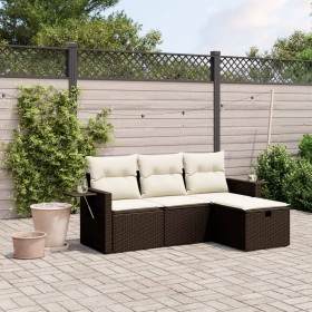 4-teilige Gartensofagarnitur und braune synthetische Rattankissen von vidaXL, Gartensets - Ref: Foro24-3263759, Preis: 268,99...