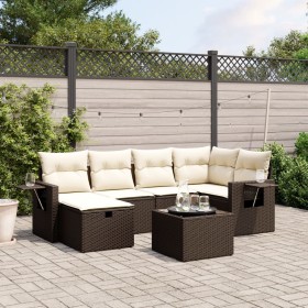 6-teilige Gartensofagarnitur und braune synthetische Rattankissen von vidaXL, Gartensets - Ref: Foro24-3263799, Preis: 402,99...