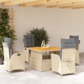 5-teiliges Garten-Essset mit beigen Kissen aus synthetischem Rattan von vidaXL, Gartensets - Ref: Foro24-3277485, Preis: 700,...