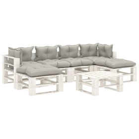 Set muebles de palets de jardín 7 pzas madera cojines taupe de vidaXL, Conjuntos de jardín - Ref: Foro24-3052411, Precio: 634...