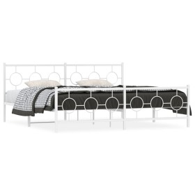 Metal bed frame with headboard and white footboard 200x200 cm by vidaXL, Beds and slatted bases - Ref: Foro24-376300, Price: ...