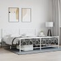 Metal bed frame with headboard and white footboard 200x200 cm by vidaXL, Beds and slatted bases - Ref: Foro24-376300, Price: ...