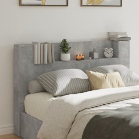 Concrete gray bed headboard with LED light 160x16.5x103.5 cm by vidaXL, Headboards and footboards - Ref: Foro24-839255, Price...