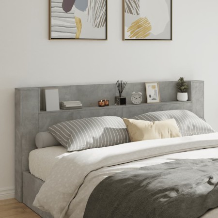 Concrete gray bed headboard with LED light 220x16.5x103.5 cm by vidaXL, Headboards and footboards - Ref: Foro24-839276, Price...