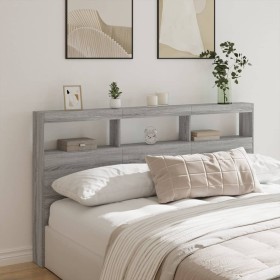 Cabecero de cama con luz LED gris Sonoma 180x17x102 cm de vidaXL, Cabeceros y pies de cama - Ref: Foro24-839215, Precio: 114,...