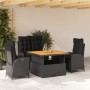 Juego comedor jardín 4 piezas con cojines ratán sintético negro de vidaXL, Conjuntos de jardín - Ref: Foro24-3277453, Precio:...