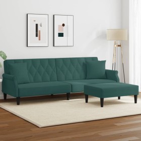 2-Sitzer-Schlafsofa und dunkelgrüne Samthockerkissen von vidaXL, Sofas - Ref: Foro24-3216221, Preis: 328,99 €, Rabatt: %