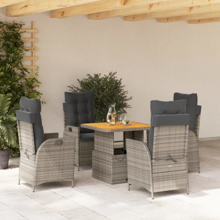 5-teiliges Garten-Essset mit grauen Kissen aus synthetischem Rattan von vidaXL, Gartensets - Ref: Foro24-3277458, Preis: 621,...