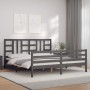 Estructura cama de matrimonio con cabecero madera maciza gris de vidaXL, Camas y somieres - Ref: Foro24-3193938, Precio: 186,...