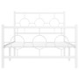 White metal bed frame with headboard and footboard 100x190 cm by vidaXL, Beds and slatted bases - Ref: Foro24-376287, Price: ...