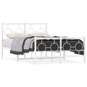 Metal bed frame with headboard and white footboard 120x200 cm by vidaXL, Beds and slatted bases - Ref: Foro24-376291, Price: ...