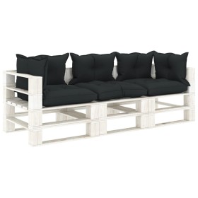 3-seater wooden garden pallet sofa with anthracite cushions by vidaXL, Outdoor sofas - Ref: Foro24-3052377, Price: 306,99 €, ...