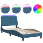 Blue velvet bed frame with LED lights 90x200 cm by vidaXL, Beds and slatted bases - Ref: Foro24-3213835, Price: 162,99 €, Dis...