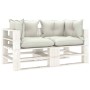 2-seater pallet sofa for wooden garden with beige cushions by vidaXL, Outdoor sofas - Ref: Foro24-3052424, Price: 213,15 €, D...