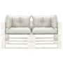 2-Sitzer-Palettensofa für den Holzgarten mit beigen Kissen von vidaXL, Outdoor-Sofas - Ref: Foro24-3052424, Preis: 213,15 €, ...