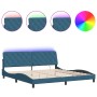 Estructura de cama con luces LED terciopelo azul 200x200 cm de vidaXL, Camas y somieres - Ref: Foro24-3213877, Precio: 253,52...