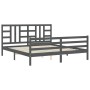 Estructura cama de matrimonio con cabecero madera maciza gris de vidaXL, Camas y somieres - Ref: Foro24-3193938, Precio: 186,...