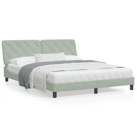 Estructura cama con luces LED terciopelo gris claro 160x200 cm de vidaXL, Camas y somieres - Ref: Foro24-3213861, Precio: 226...