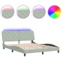 Estructura cama con luces LED terciopelo gris claro 160x200 cm de vidaXL, Camas y somieres - Ref: Foro24-3213861, Precio: 227...