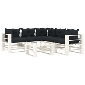 Garden pallet furniture 6 pcs wood anthracite cushions by vidaXL, Garden sets - Ref: Foro24-3052394, Price: 584,74 €, Discoun...