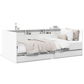 Tumbona con cajones madera de ingeniería blanco 90x190 cm de vidaXL, Camas y somieres - Ref: Foro24-3280853, Precio: 242,99 €...