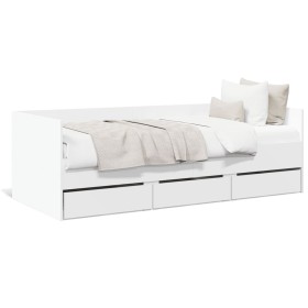 Lounger with white engineered wood drawers 90x200 cm by vidaXL, Beds and slatted bases - Ref: Foro24-3280818, Price: 165,99 €...