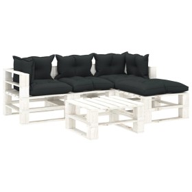 Garden pallet furniture 5 pcs wood anthracite cushions by vidaXL, Garden sets - Ref: Foro24-3052381, Price: 436,99 €, Discoun...