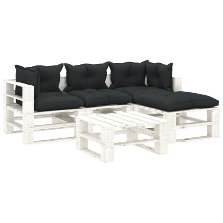 Garden pallet furniture 5 pcs wood anthracite cushions by vidaXL, Garden sets - Ref: Foro24-3052381, Price: 436,06 €, Discoun...