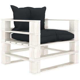 Pallet sofa for garden made of wood with anthracite cushions. by vidaXL, Outdoor sofas - Ref: Foro24-3052372, Price: 102,99 €...