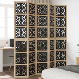 Divider screen 5 panels solid Paulownia wood brown black by vidaXL, Room dividers - Ref: Foro24-358808, Price: 140,99 €, Disc...