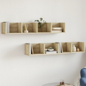 Wall cabinets 2 units engineered wood Sonoma oak by vidaXL, Shelves and shelves - Ref: Foro24-840448, Price: 40,99 €, Discoun...