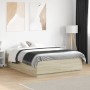 Sonoma oak wood bed frame with LED lights 135x190 cm by vidaXL, Beds and slatted bases - Ref: Foro24-3209648, Price: 159,36 €...