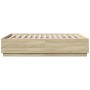 Sonoma oak wood bed frame with LED lights 135x190 cm by vidaXL, Beds and slatted bases - Ref: Foro24-3209648, Price: 159,99 €...