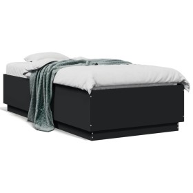 Black engineered wood bed frame 75x190 cm by vidaXL, Beds and slatted bases - Ref: Foro24-3209759, Price: 106,99 €, Discount: %