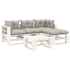 Garden pallet furniture set 5 pieces wood with taupe cushions by vidaXL, Garden sets - Ref: Foro24-3052405, Price: 449,99 €, ...