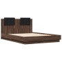 Oak brown engineered wood bed with headboard 140x190 cm by vidaXL, Beds and slatted bases - Ref: Foro24-3209953, Price: 187,3...