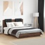 Oak brown engineered wood bed with headboard 140x190 cm by vidaXL, Beds and slatted bases - Ref: Foro24-3209953, Price: 187,3...