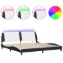 Estructura cama con LED cuero sintético negro blanco 200x200 cm de vidaXL, Camas y somieres - Ref: Foro24-3214136, Precio: 21...