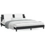 Estructura de cama con luz LED cuero PE negro blanco 180x200 cm de vidaXL, Camas y somieres - Ref: Foro24-3214129, Precio: 20...