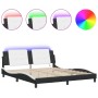 Estructura de cama con luz LED cuero PE negro blanco 180x200 cm de vidaXL, Camas y somieres - Ref: Foro24-3214129, Precio: 20...