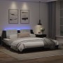 Estructura de cama con luz LED cuero PE negro blanco 180x200 cm de vidaXL, Camas y somieres - Ref: Foro24-3214129, Precio: 20...