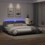 Bed frame with LED lights gray synthetic leather 200x200 cm by vidaXL, Beds and slatted bases - Ref: Foro24-3214134, Price: 2...