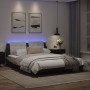 Estructura de cama con luz LED cuero PE negro blanco 160x200 cm de vidaXL, Camas y somieres - Ref: Foro24-3214122, Precio: 19...