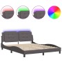 Estructura de cama con luces LED cuero PE gris 160x200 cm de vidaXL, Camas y somieres - Ref: Foro24-3214120, Precio: 210,94 €...